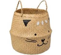 Atmosphera for Kids - Panier Pliable en Roseau "Chat" 38cm Naturel Beige