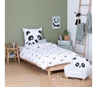 - Parure de Lit 2 Pièces "Panda" 140x200cm Blanc & Noir