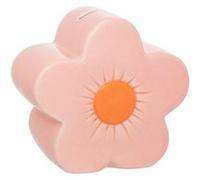 - Tirelire Enfant en Céramique "Fleur" 13cm Rose