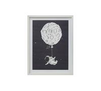 Atmosphera for Kids - Toile Imprimée "Espace" 31x41cm Bleu & Blanc