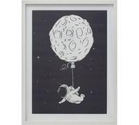 Atmosphera for Kids - Toile Imprimée "Espace" 31x41cm Bleu & Blanc