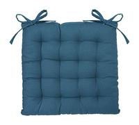 Atmosphera - Galette de Chaise en Coton Bleu Canard 38x38 cm