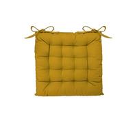 Atmosphera - Galette de chaise en coton jaune moutarde 38 x 38 cm
