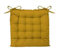 Atmosphera - Galette de chaise en coton jaune moutarde 38 x 38 cm