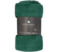 Atmosphera – Grand plaid en flanelle uni – 180 x 130 cm – Vert