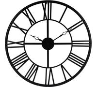 Atmosphera Grande horloge murale vintage en métal - Diamètre 70 cm - Couleur NOIRE - Emballage ouvert