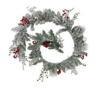 Atmosphera - Guirlande floquée Baies Rouges l.1,8m Blanc
