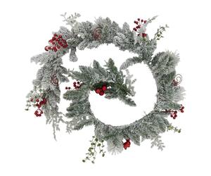 Atmosphera - Guirlande floquée Baies Rouges l.1,8m Blanc