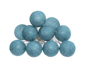 Atmosphera - Guirlande LED à pile 10 boules - bleu canard - L165 cm