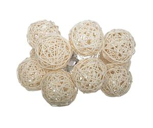 Atmosphera - Guirlande LED à pile - 10 boules - rotin - ivoire - L162 cm