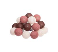 Atmosphera - Guirlande LED à piles 16 boules - Framboise/sable