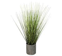 Atmosphera - Plante artificielle en pot Herbe - H45 cm - Pot métal - Gris