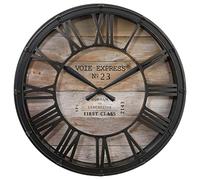 Atmosphera - Horloge Vintage - Noir et Bois D39 cm