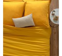 Atmosphera - Housse de Couette en Coton - Jaune Moutarde 140x200 cm