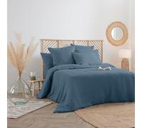 Atmosphera - Housse de Couette Linah - Bleu Canard - Lin lavé 240x220 cm