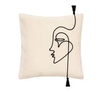 Housse de coussin ""Visage"" - coton et corde - ivoire - 40x40 cm - Ivoire - Atmosphera createur d'interieur