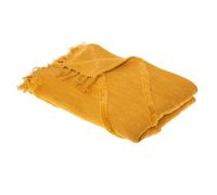 Atmosphera - Jeté de lit Inca en Coton tufté - Jaune Moutarde 130x180 cm