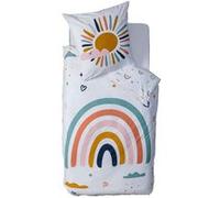 Atmosphera Kids - Parure de lit enfant Arc en ciel - 100% coton 57 fils - 140 x 200 cm