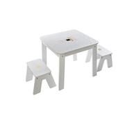 Atmosphera Kids - Table bureau avec tabourets enfant Douceur - L. 57 x H. 51 cm - Blanc - Douceur