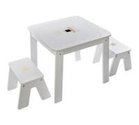 Atmosphera Kids - Table bureau avec tabourets enfant Douceur - L. 57 x H. 51 cm - Blanc - Douceur