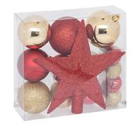 Atmosphera Lot de 18 boules de Noël - Rouge/Doré