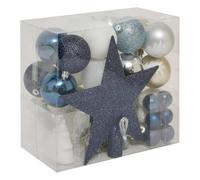 Atmosphera - Kits de Boules de Noël avec Cimier - Décoration de fêtes pour Sapin de Noël - 44 Pieces Bleu/Blanc