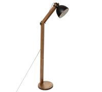 Atmosphera Lampadaire sur pied Cuba - Pin et métal H 158 cm, abat-jour orientable - Noir/Bois