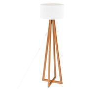 Atmosphera - Lampadaire Pied en Bois et Abat-Jour Blanc H 141 cm