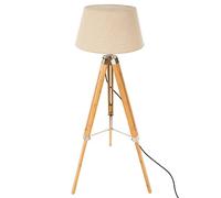 Atmosphera - Lampadaire trépied Runo - bambou et ivoire H145 cm