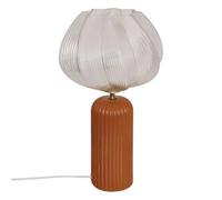 Atmosphera - Lampe à Poser Phylas Camel - H45,5cm - Base en Céramique et Abat-jour en Verre - Ampoule Non Incluse - Éclairage Décoratif Intérieur
