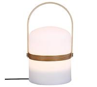 Atmosphera Lampe extérieure nomade Kiara – LED rechargeable USB – Blanc et bois H27 cm