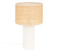 Atmosphera Lampe Tylia céramique cylindrique cannage blanc H47 cm