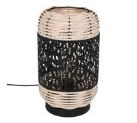 Atmosphera – Lampe cylindre «Cosy» rotin métal noir H30 cm