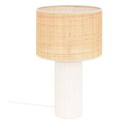 Atmosphera - Lampe cylindre en céramique - H. 47 cm - Blanc