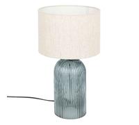 Atmosphera - Lampe cylindre en verre - H. 42,5 cm - Bleu