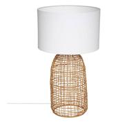 Atmosphera - Lampe cylindre Karla - rotin - blanc H56 cm