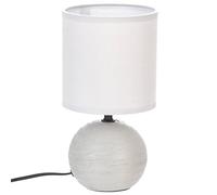 Atmosphera - Lampe en Céramique Pied Boule striée Gris Clair H 24.5 cm