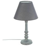Atmosphera - Lampe Leo grise - bois H36 cm