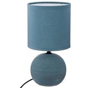 Lampe boule en céramique striée - Bleu - D 13 x H 24,7 cm Bleu G