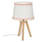 Atmosphera - Lampe trépied enfant Pompons - blanc et rose H33 cm