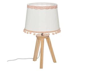 Atmosphera - Lampe trépied enfant Pompons - blanc et rose H33 cm