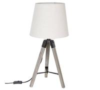 Atmosphera - Lampe trépied Runo - bois et ivoire H58 cm