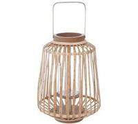 LANTERNE BOIS RATTAN D25XH35CM NATUREL Beige, Ivoire, Crème, Écru, Naturel, Taupe