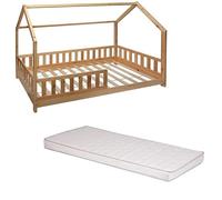 Atmosphera Lit Cabane Enfant Bosco 90x190 + Matelas 90x190 cm Blanc
