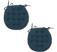 Atmosphera - Lot 2x Galette de chaise ronde Alix - Diam. 38 cm - Bleu foncé