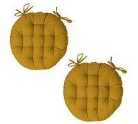 Atmosphera - Lot 2x Galette de chaise ronde Alix - Diam. 38 cm - Jaune Jaune