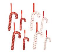 Atmosphera - Lot de 10 sujets Sucre d'orge polystyrène h.21,5cm Rouge et Blanc