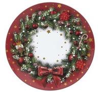 Atmosphera - Lot de 12 dessous d'assiette Couronne de Noël D. 33 cm - Rouge Rouge G