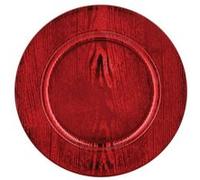Atmosphera - Lot de 12 dessous d'assiette effet bois D. 33 cm - Rouge Rouge G
