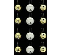 Lot de 12 grelots brillants - Or et blanc